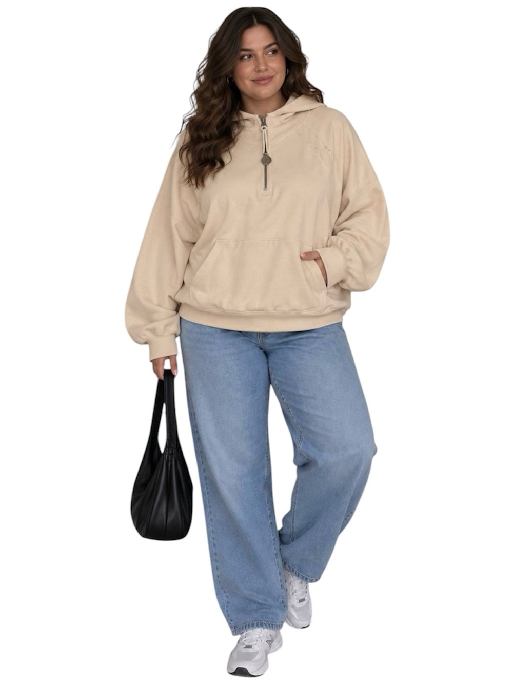 Simply Southern Pullover Hoodie Beige Half Zip Tan NWT Size XXL